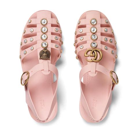 gucci pink crystal sandals|Gucci crystal embellished sandals.